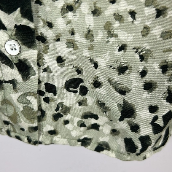 Cloth & Stone Leopard Print Lyocell Long Sleeve Button Down Shirt Large Grey - Picture 8 of 12